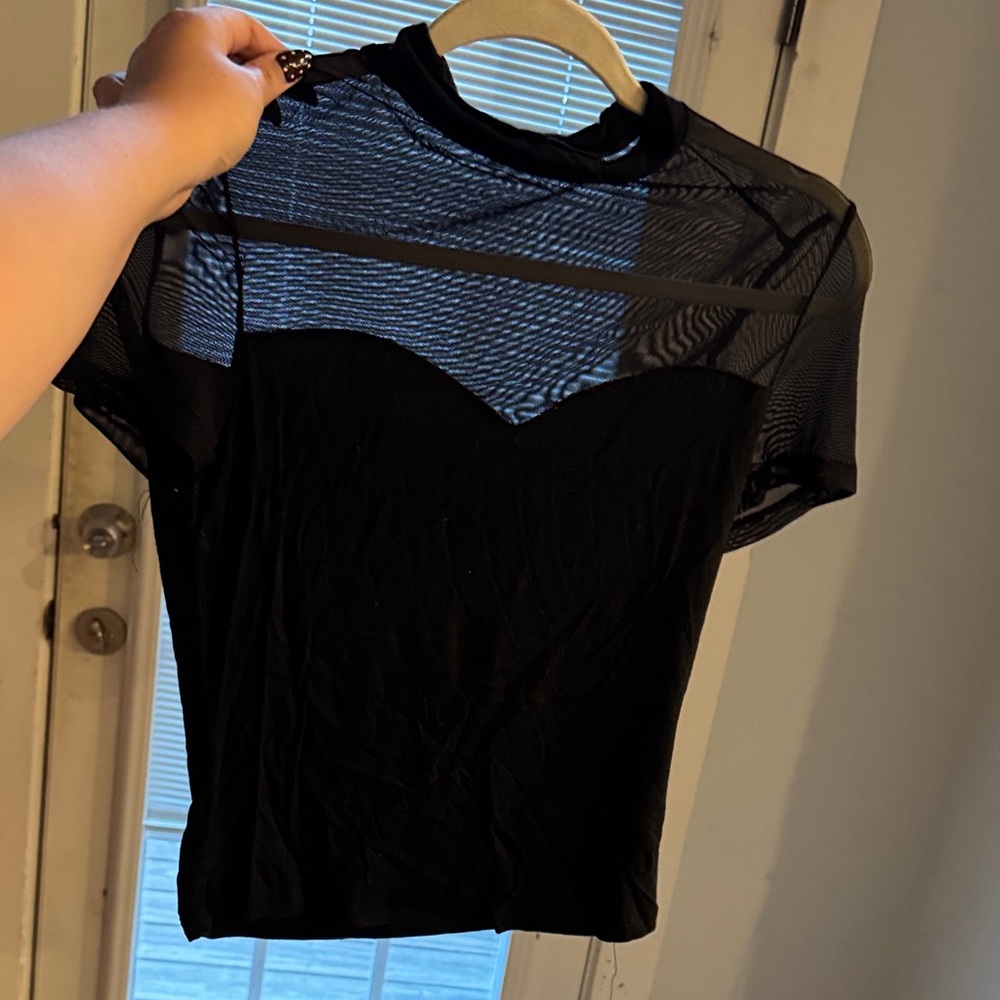 Black Mesh Women Top